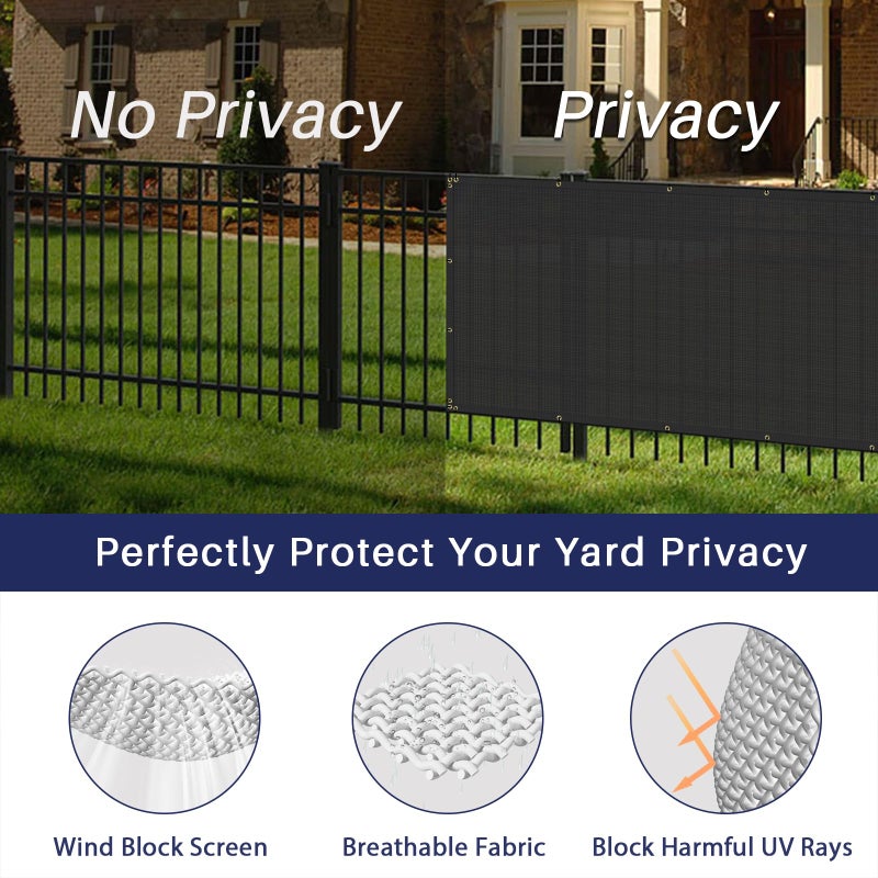 Windscreen4less 4' x 25' Privacy Fence Screen Heavy Duty Windscreen Fencing Cover Windblock Mesh Fabric Shade Cloth with Brass Grommtes for Garden Yard Pool Deck Carport Construction, Black - Image 4